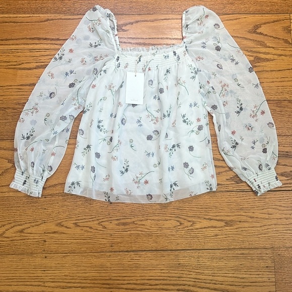 Wilfred White Floral Coastal Mesh Long Capsule Wardrobe Blouse A32 - Picture 1 of 4